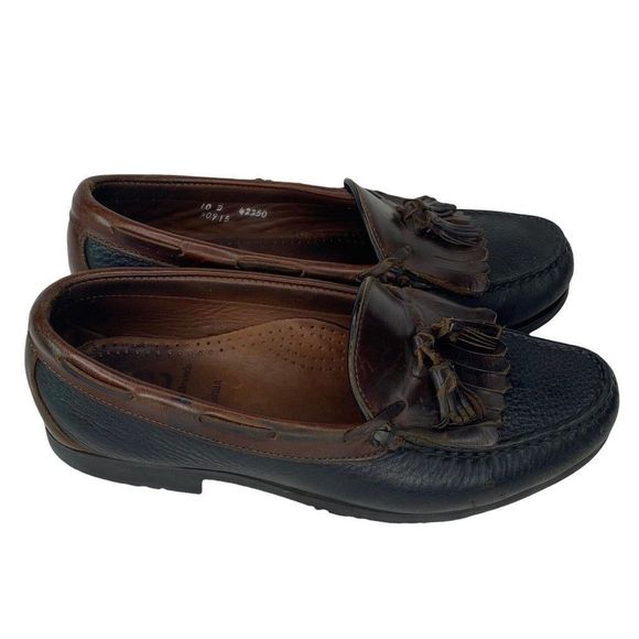 Allen Edmonds Nashua Loafers Men's 10 Brown Black Leather Tassels Slip On Shoe - Picture 2 of 9